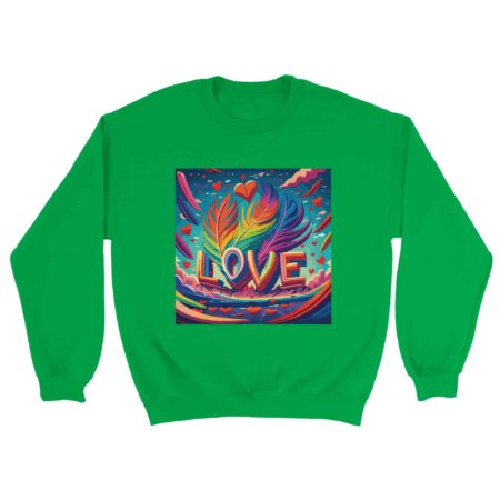 Love Quote Colorful Print Sweatshirt Green Color