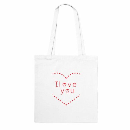 I Love You Printed Tote Bag White