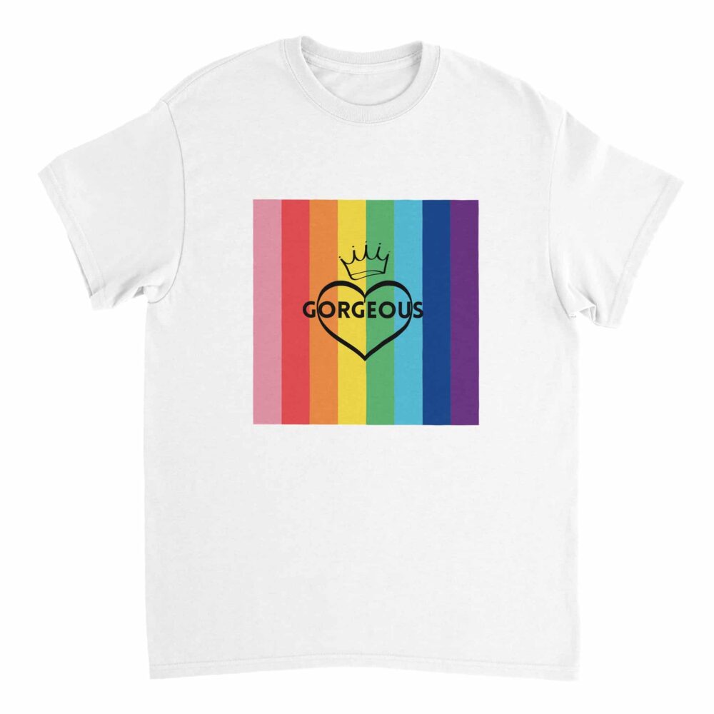 T-shirt Gay Pride Gorgeous Print White