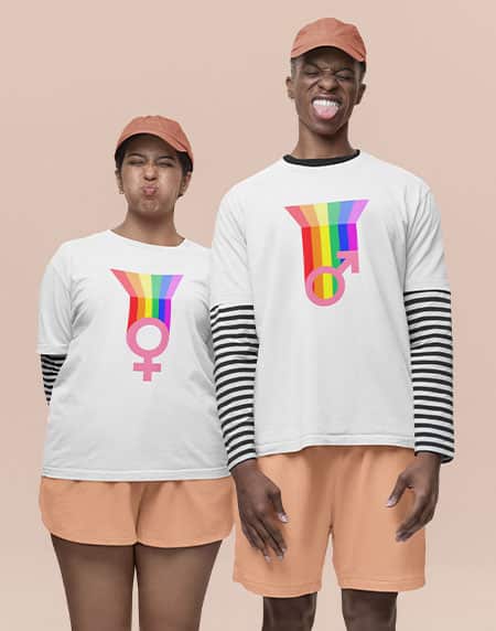Pride Shirts: Creating a Statement Outfit. Male & Female Gender Signs -Shirt