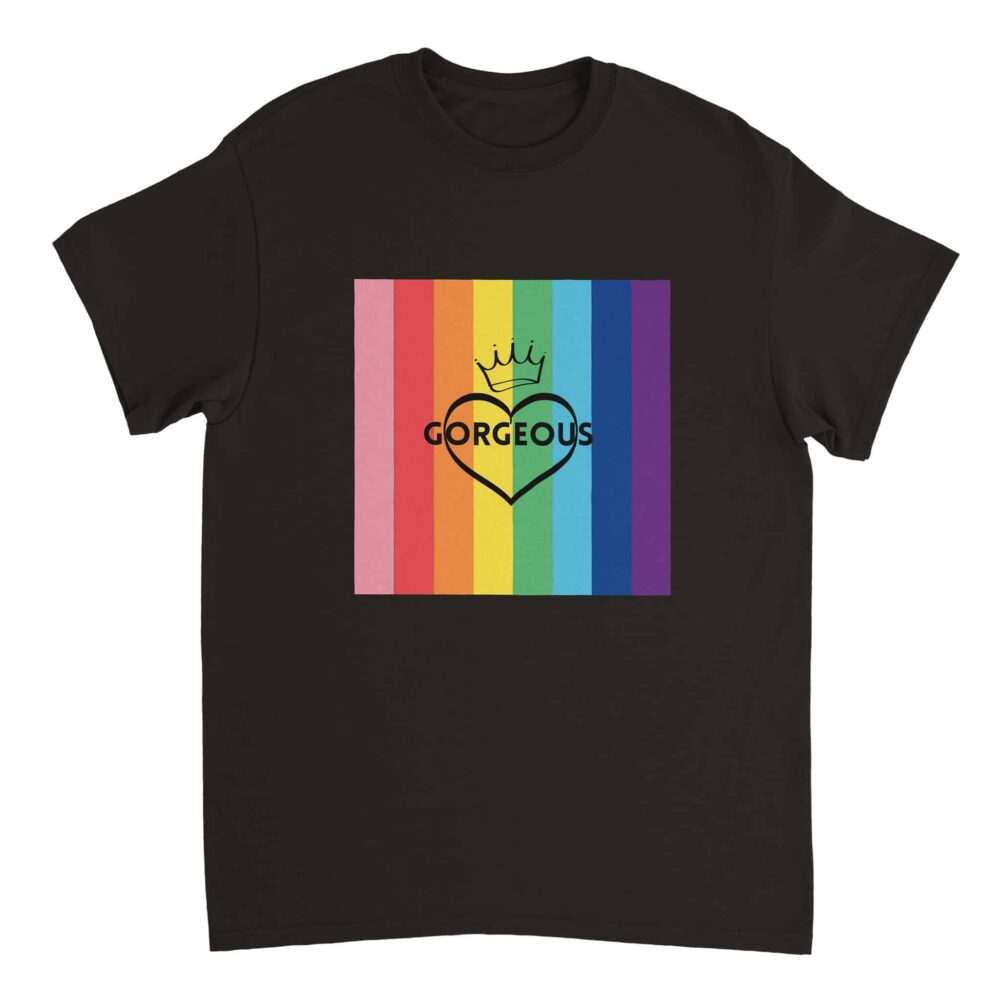 T-shirt Gay Pride Gorgeous Print Black