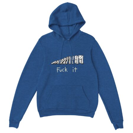 Fuck It Funny Hoodie with Effect Domino Print Heather Blue