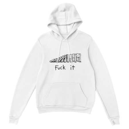 Fuck It Funny Hoodie with Effect Domino Print White