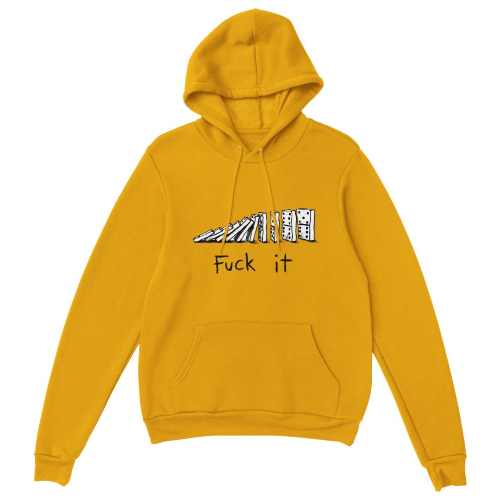 Fuck It Funny Hoodie with Effect Domino Print Yellow