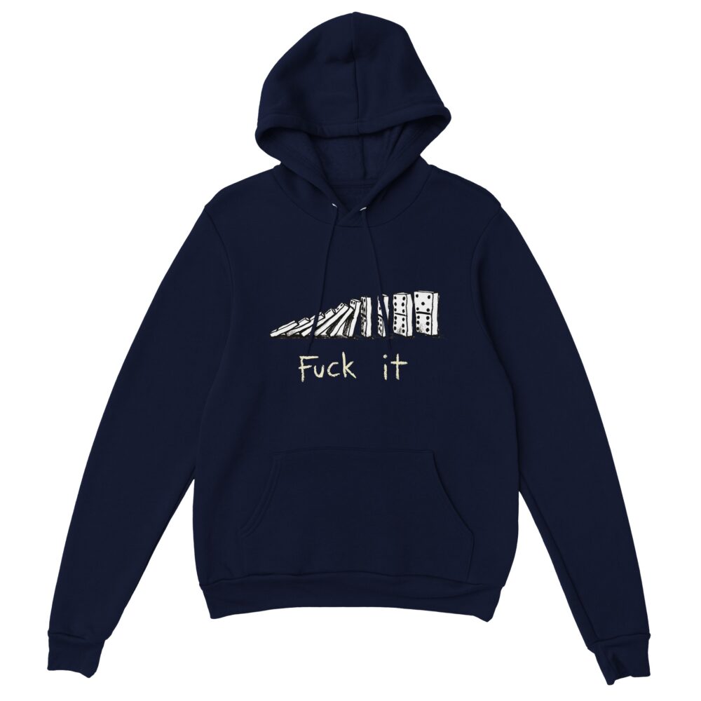 Fuck It Funny Hoodie with Effect Domino Print Navy