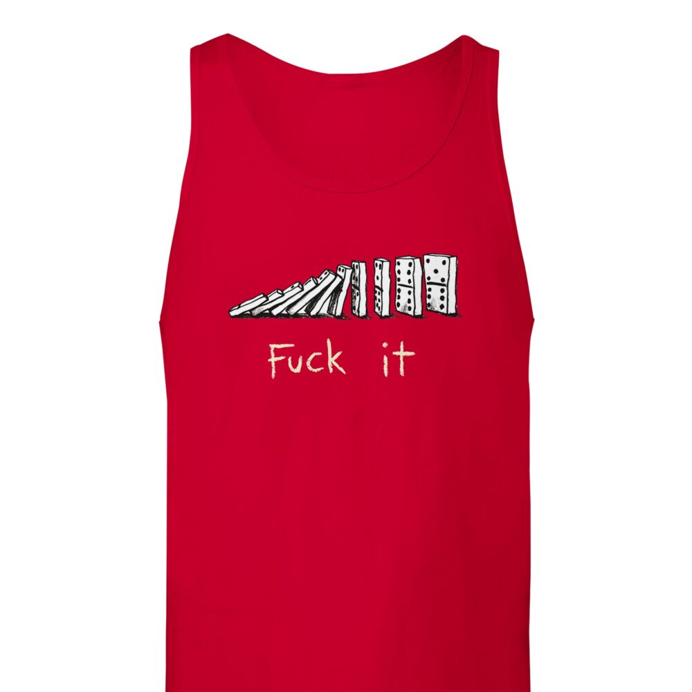 Fuck It Funny Tank Top with The effect of Domino Print Red