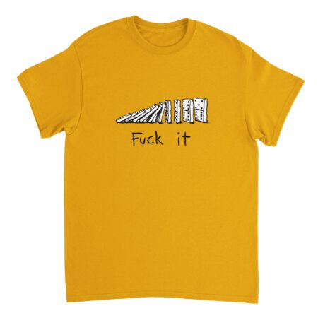 Fuck It Funny T-shirt with The Effect Of Domino Print Yellow