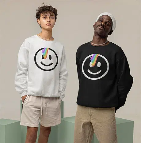 Pride Collection 2024: Gay Smile Logo Sweatshirt White And Black Unisex