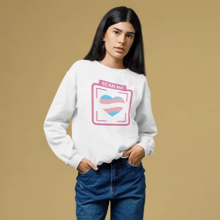 Pride Collection 2024: Scan Me Logo Trans Sweatshirt White Unisex