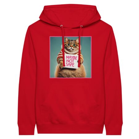 Funny Cat Hoodie: Maybe Not Safe Red