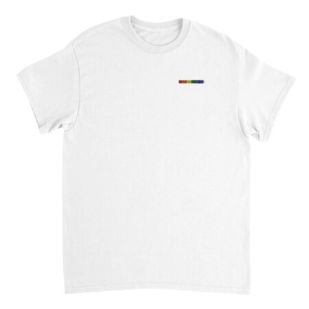 Rainbow Colors Embroidered T-shirt. White