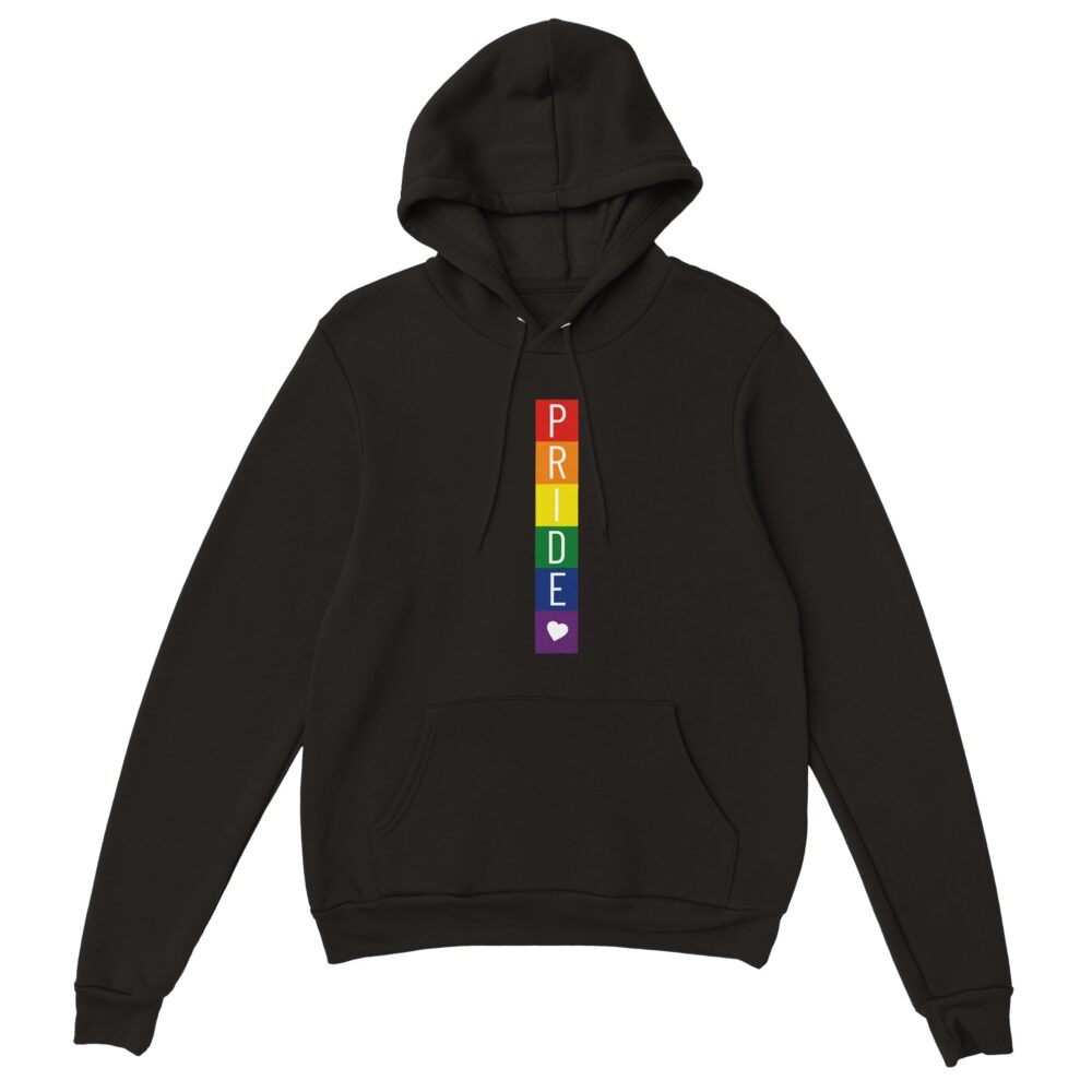 Rainbow Blocks Pride & Heart Hoodie. Black