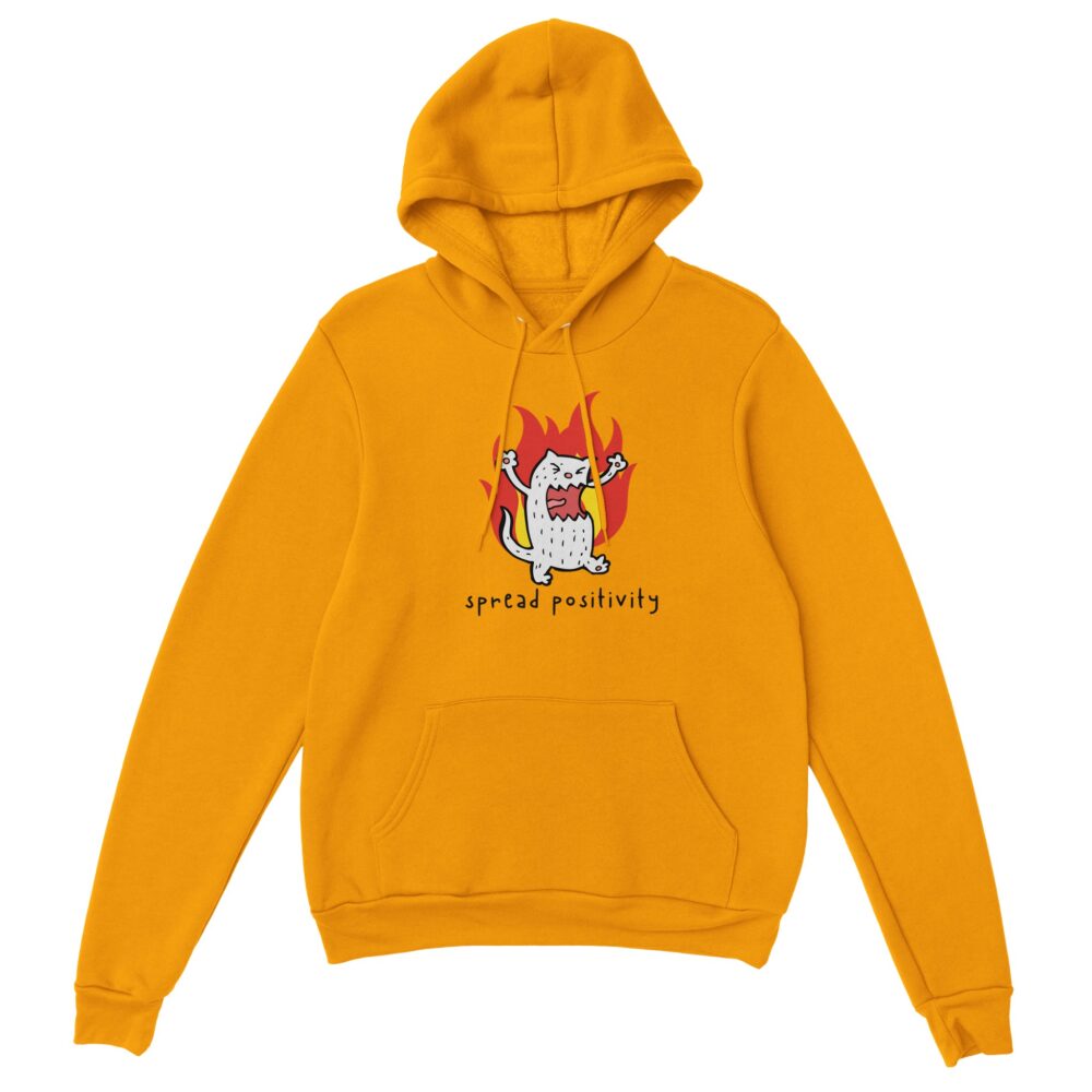 Spread Positivity Angry Cat Hoodie. Yellow