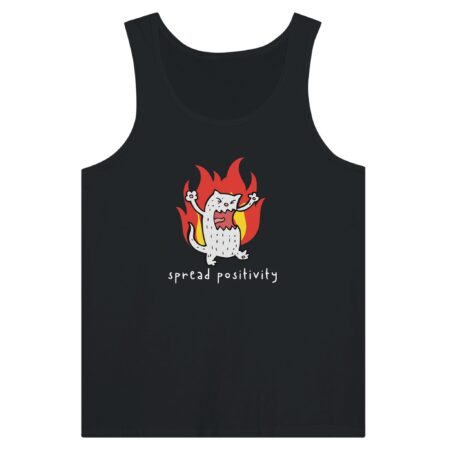 Spread Positivity Angry Cat Tank Top. Black