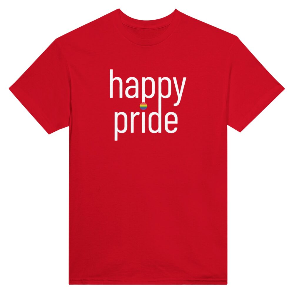 Happy Pride Slogan T-shirt. Red