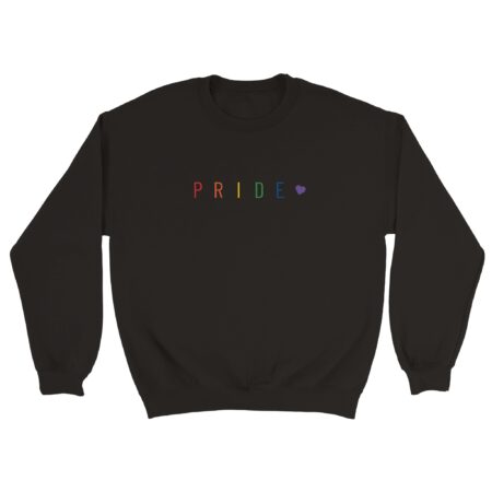 Pride Text And Heart Rainbow Sweatshirt. Black