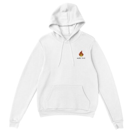 Make Love Embroidered Hoodie. White