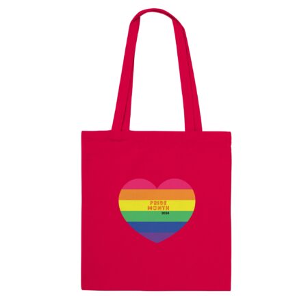 Pride Month 2024 Tote Bag And Heart. Red