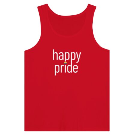 Happy Pride Slogan Tank Top. Red