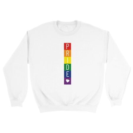 Rainbow Blocks Pride & Heart Sweatshirt. White