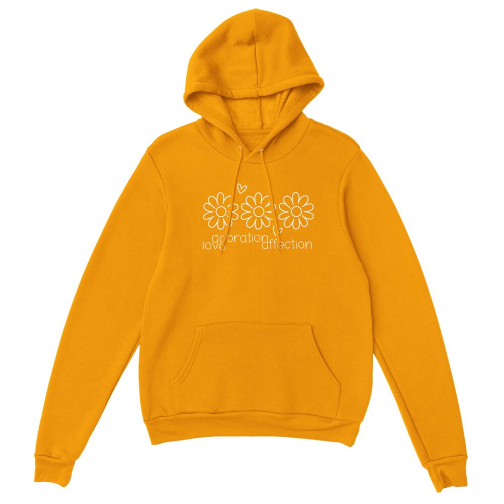 Love Clarity Message Hoodie: Love Adoration Affection. Yellow