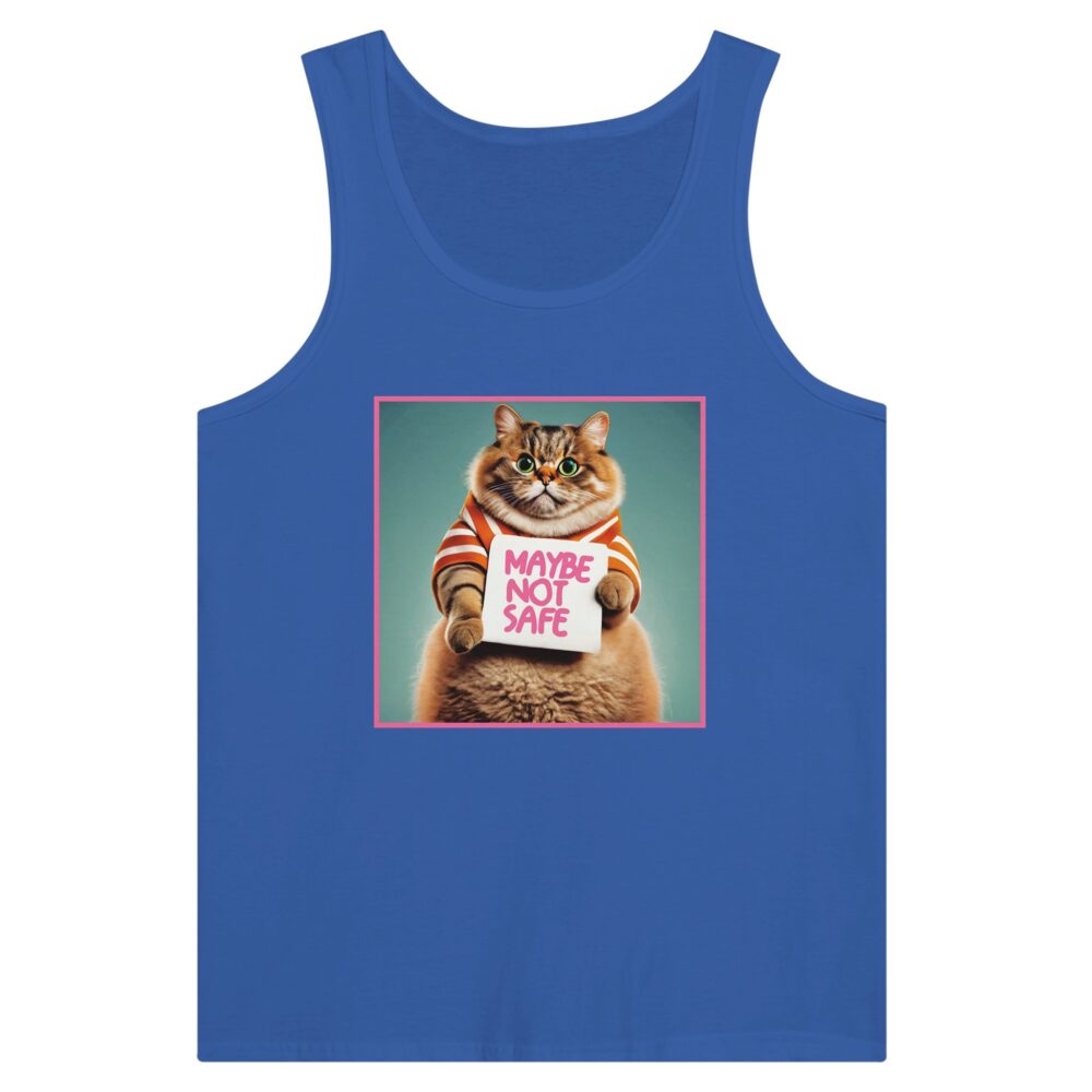 Funny Cat Tank Top: Maybe Not Safe Blue