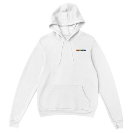 Rainbow Colors Embroidered Hoodie. White