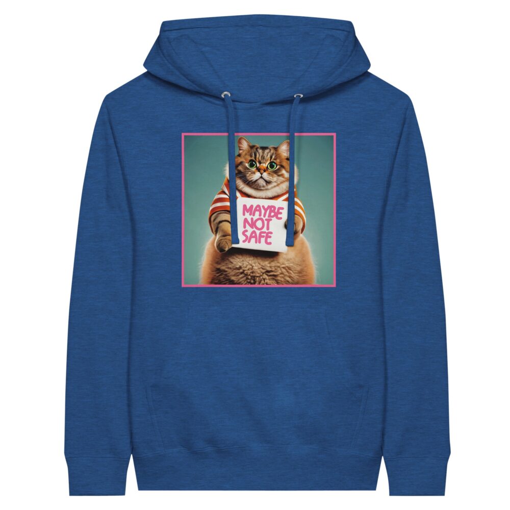 Funny Cat Hoodie: Maybe Not Safe Heather Blue
