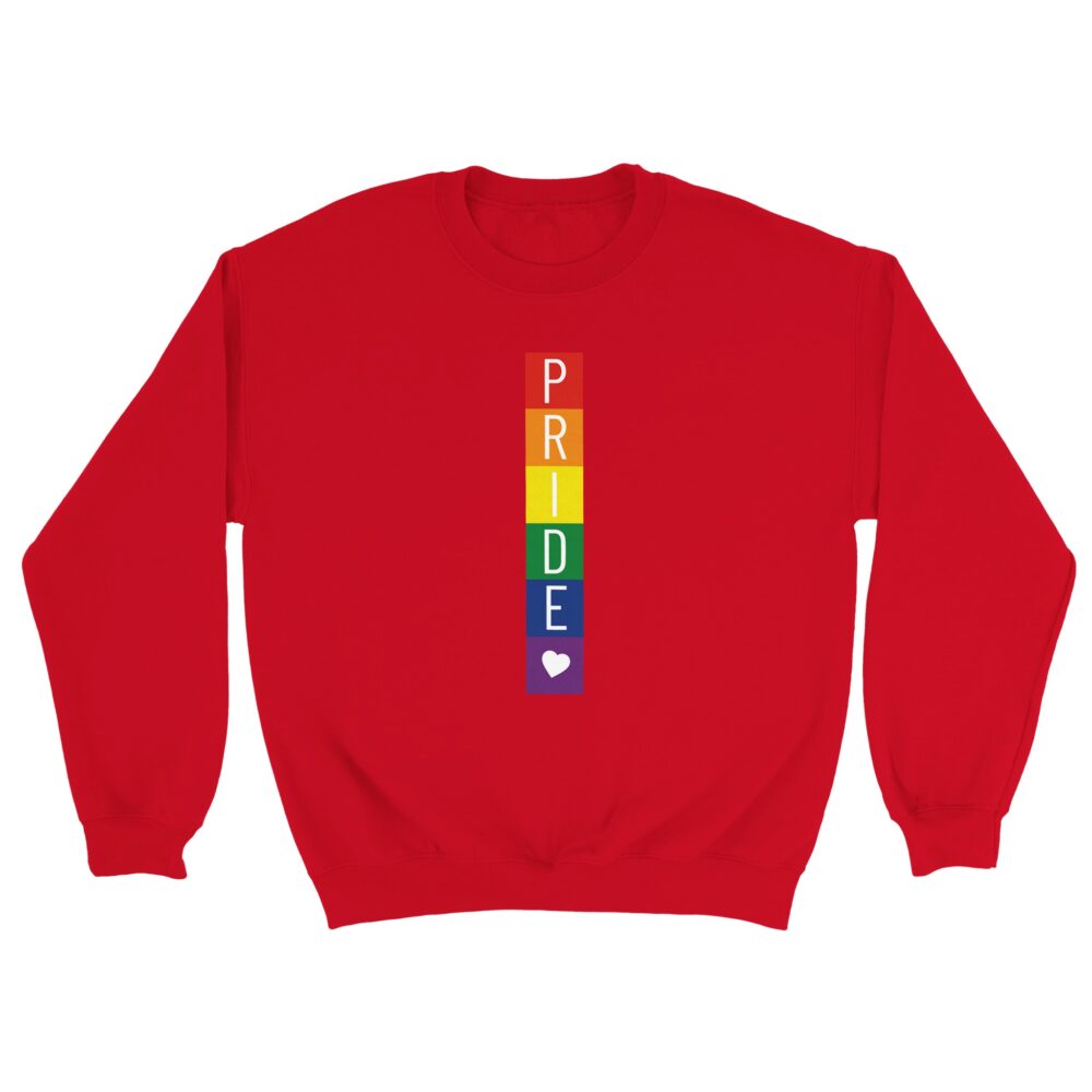 Rainbow Blocks Pride & Heart Sweatshirt. Red