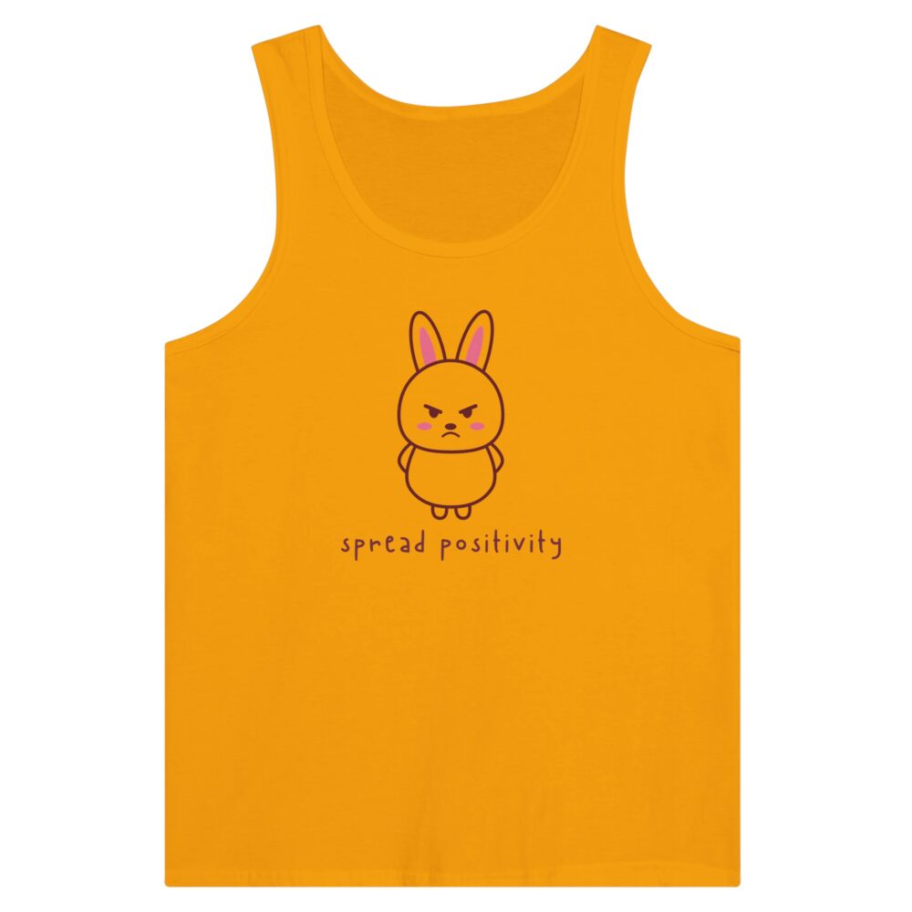 Spread Positivity Angry Bunny Tank Top. Yellow