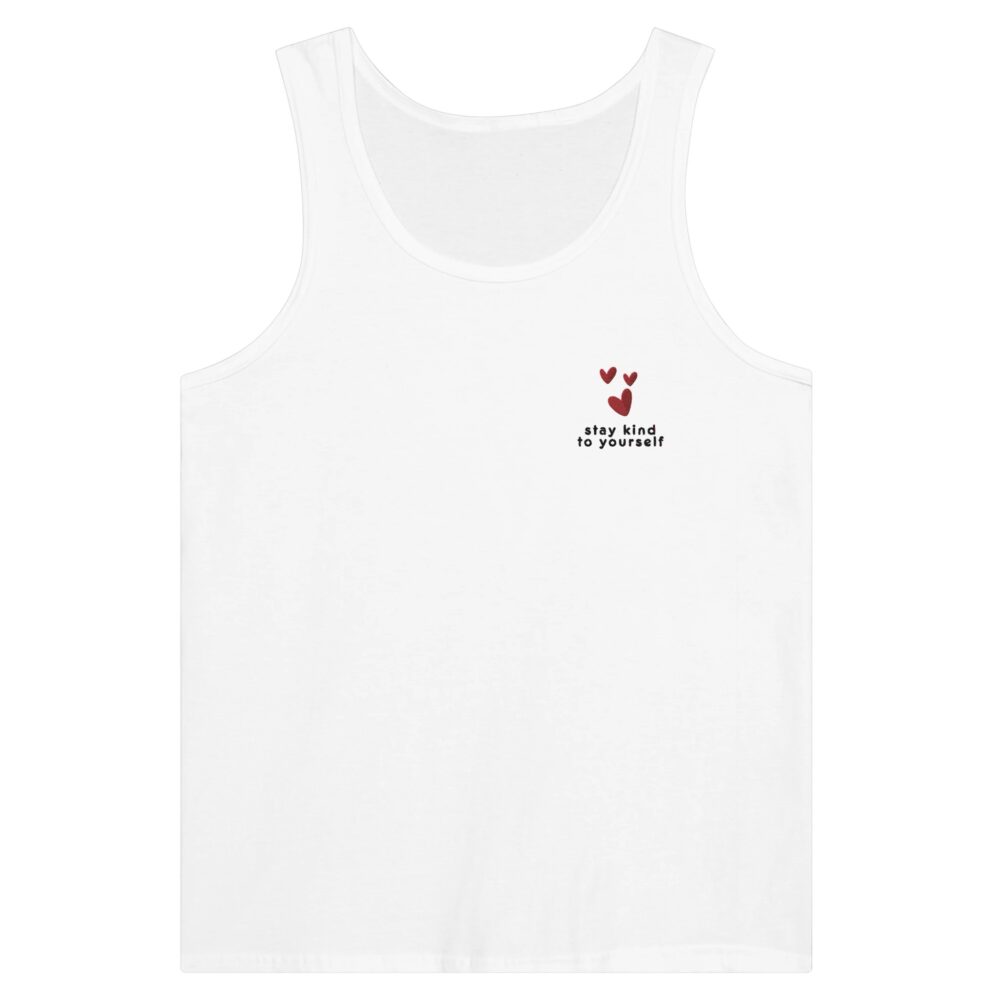 Stay Kind To Yourself Embroidered Tank Top. White