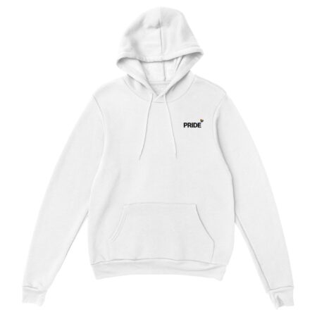 Black-on-Black Pride Text Embroidered Hoodie. White