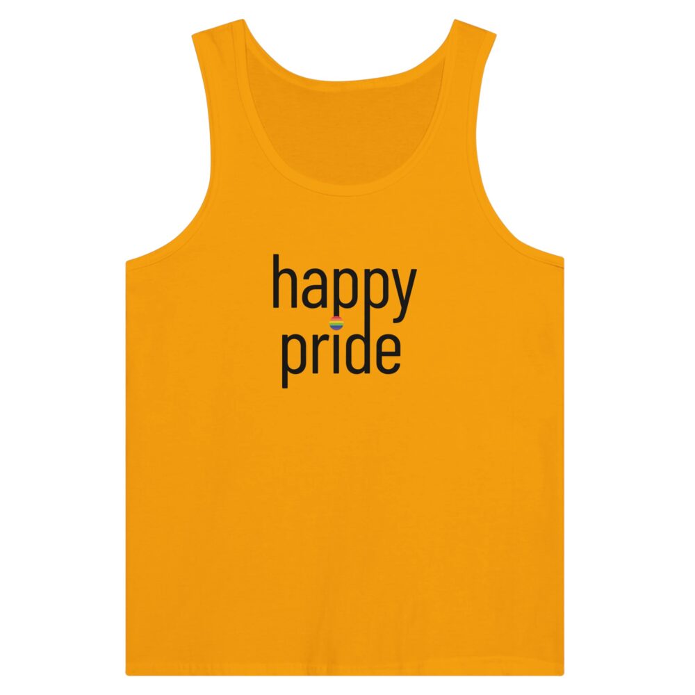 Happy Pride Slogan Tank Top. Yellow