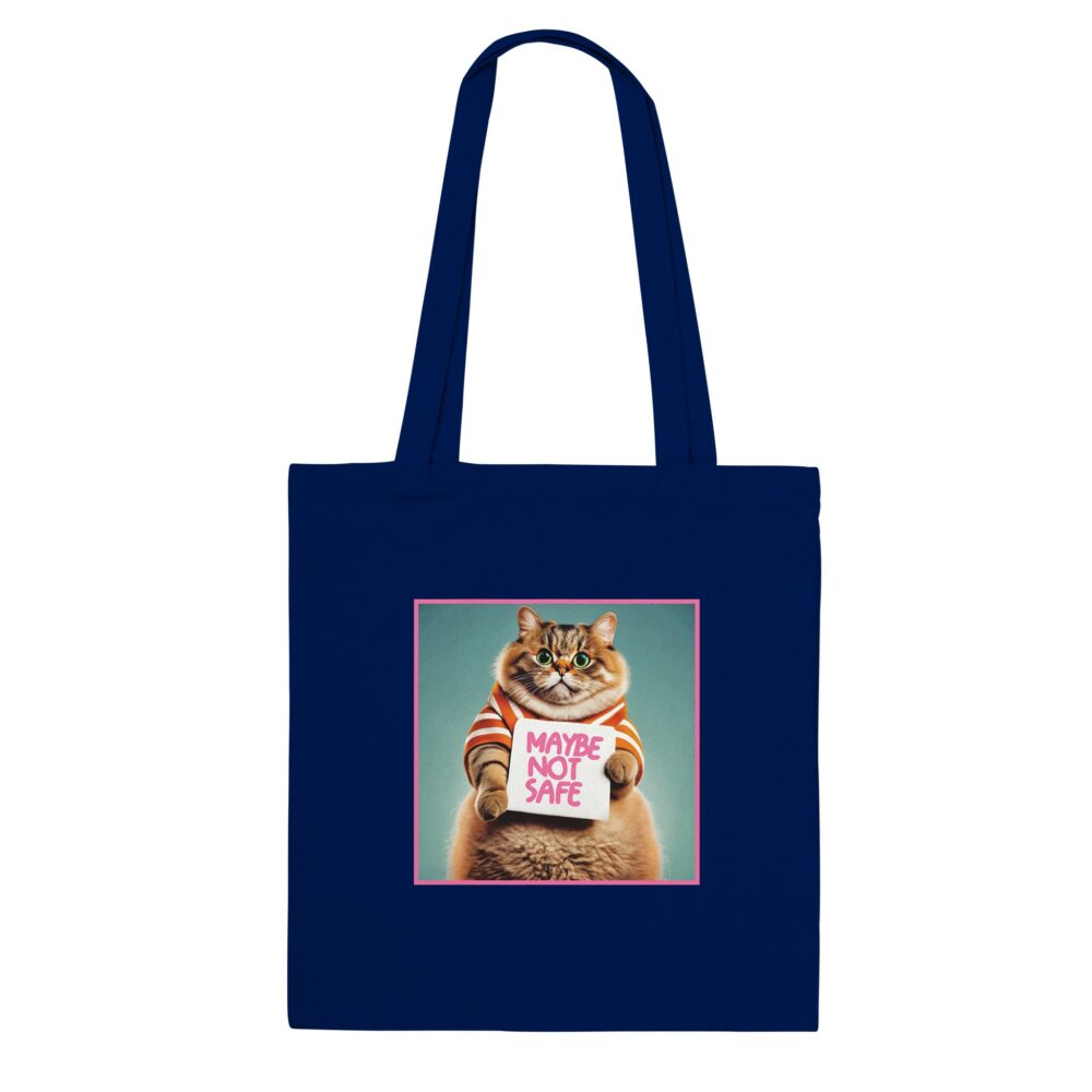 Funny Cat Tote Bag: Maybe Not Safe Navy