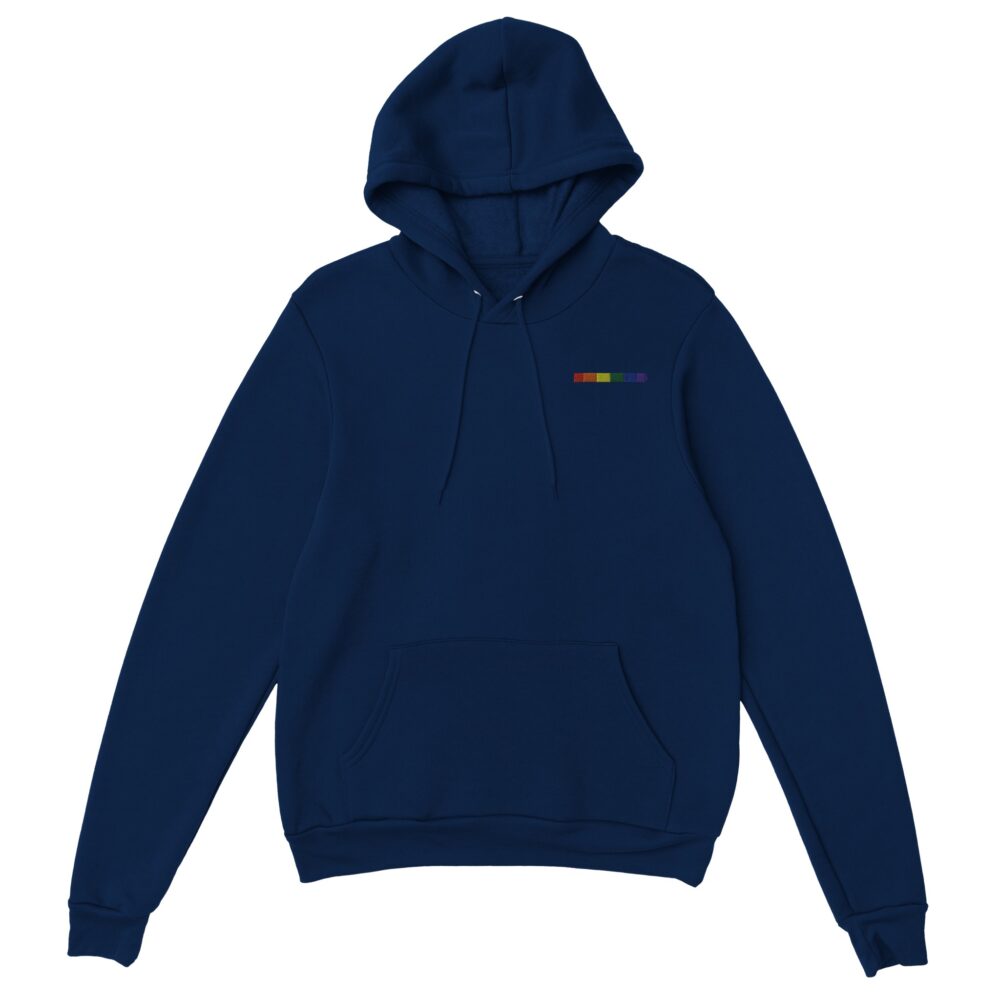 Rainbow Colors Embroidered Hoodie. Navy