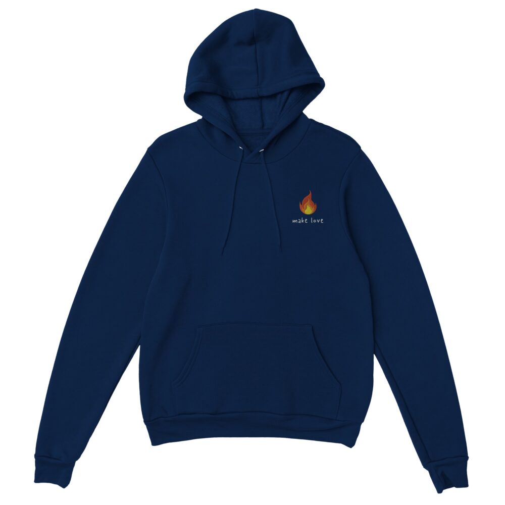 Make Love Embroidered Hoodie. Navy