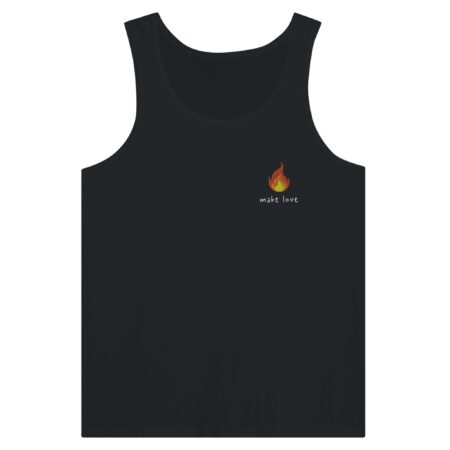 Make Love Embroidered Tank Top. Black