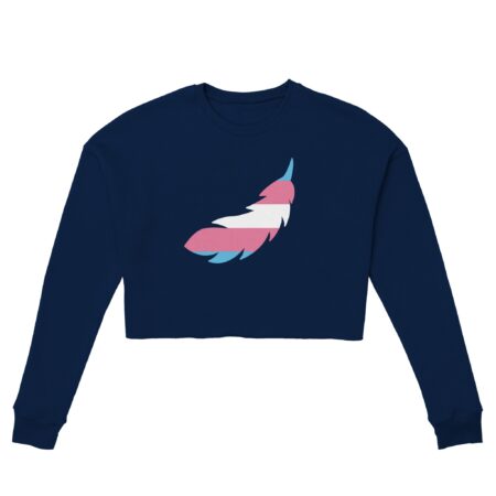 Lesbian Pride Cropped Sweatshirt A Feather Print Navy