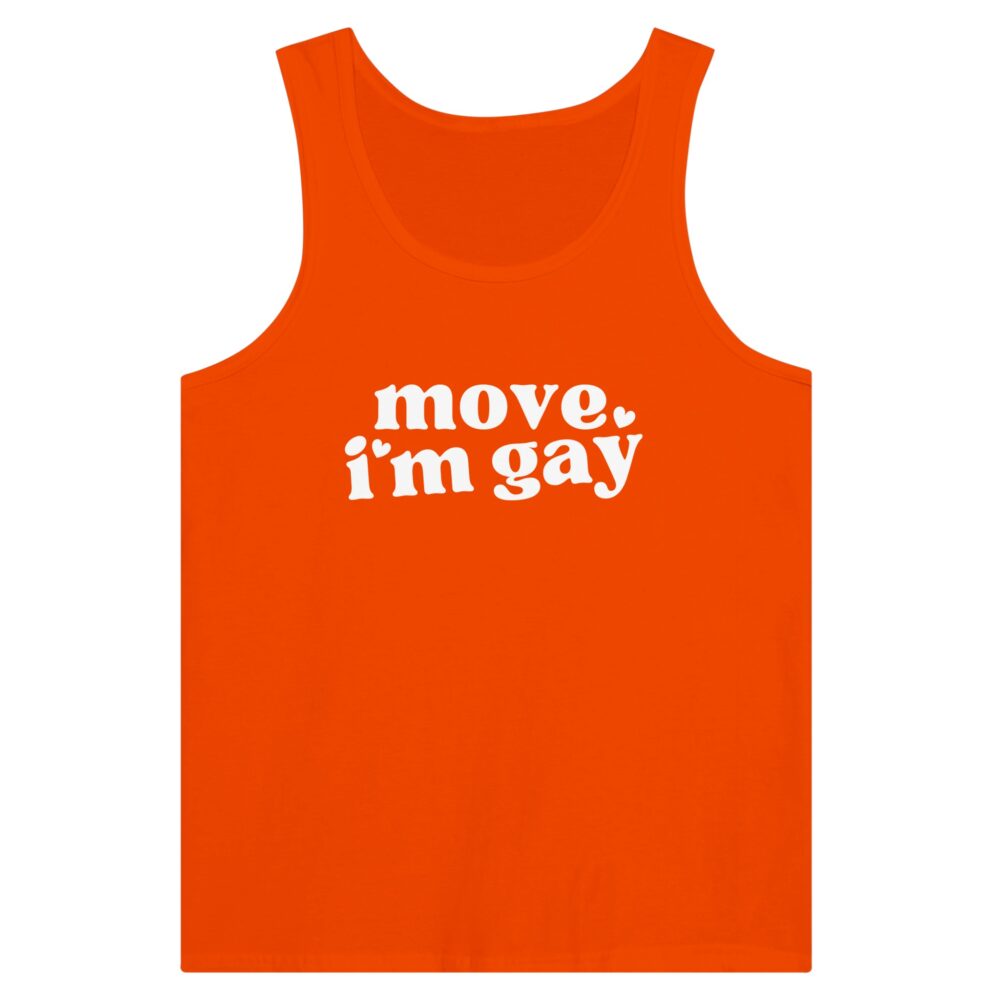 Pride Gay Tank Top: Move, I'm Gay. Orange