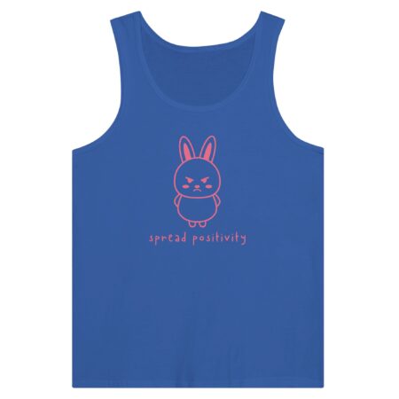 Spread Positivity Angry Bunny Tank Top. Blue
