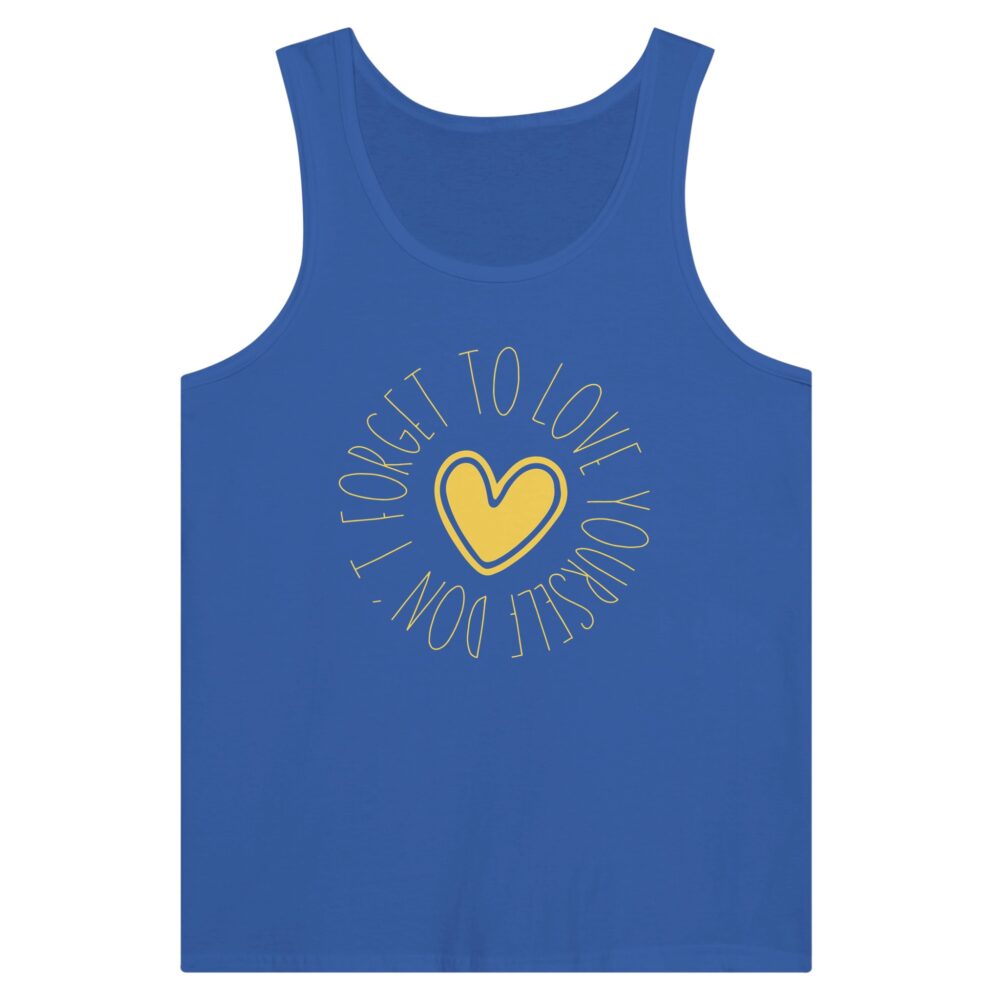 Love Yourself Tank Top with a message 'Don't Forget To Love Yourself' Blue