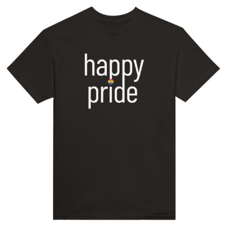 Happy Pride Slogan T-shirt. Black