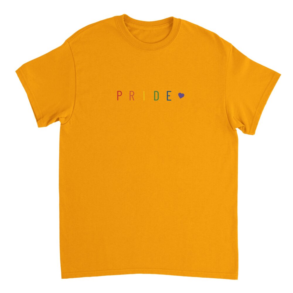 Pride Text And Heart Rainbow Hoodie. Yellow