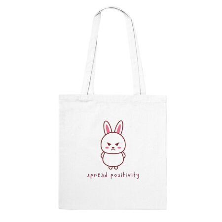 Spread Positivity Angry Bunny Tote Bag. White