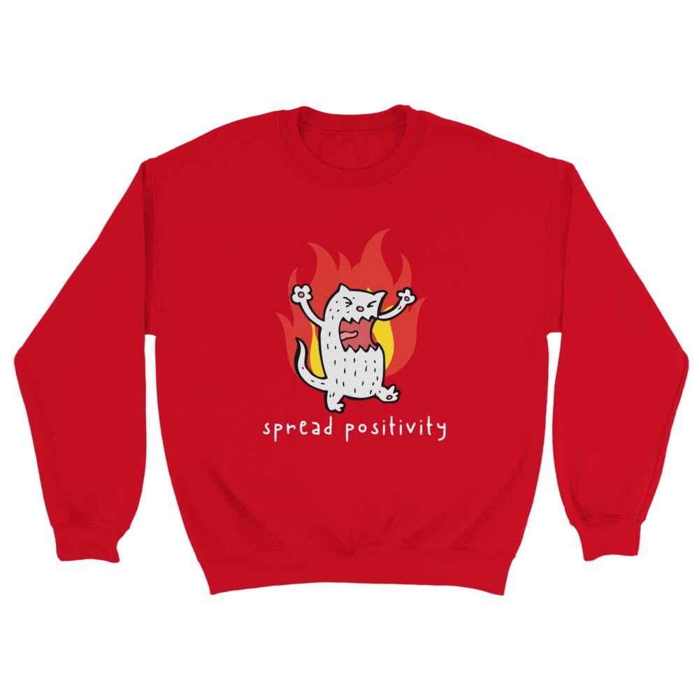 Spread Positivity Angry Cat Sweatshirt. Red