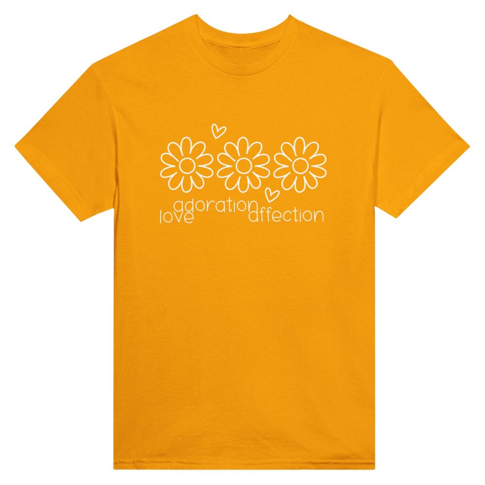 Love Clarity Message T-Shirt: Love, Adoration, Affection. Yellow