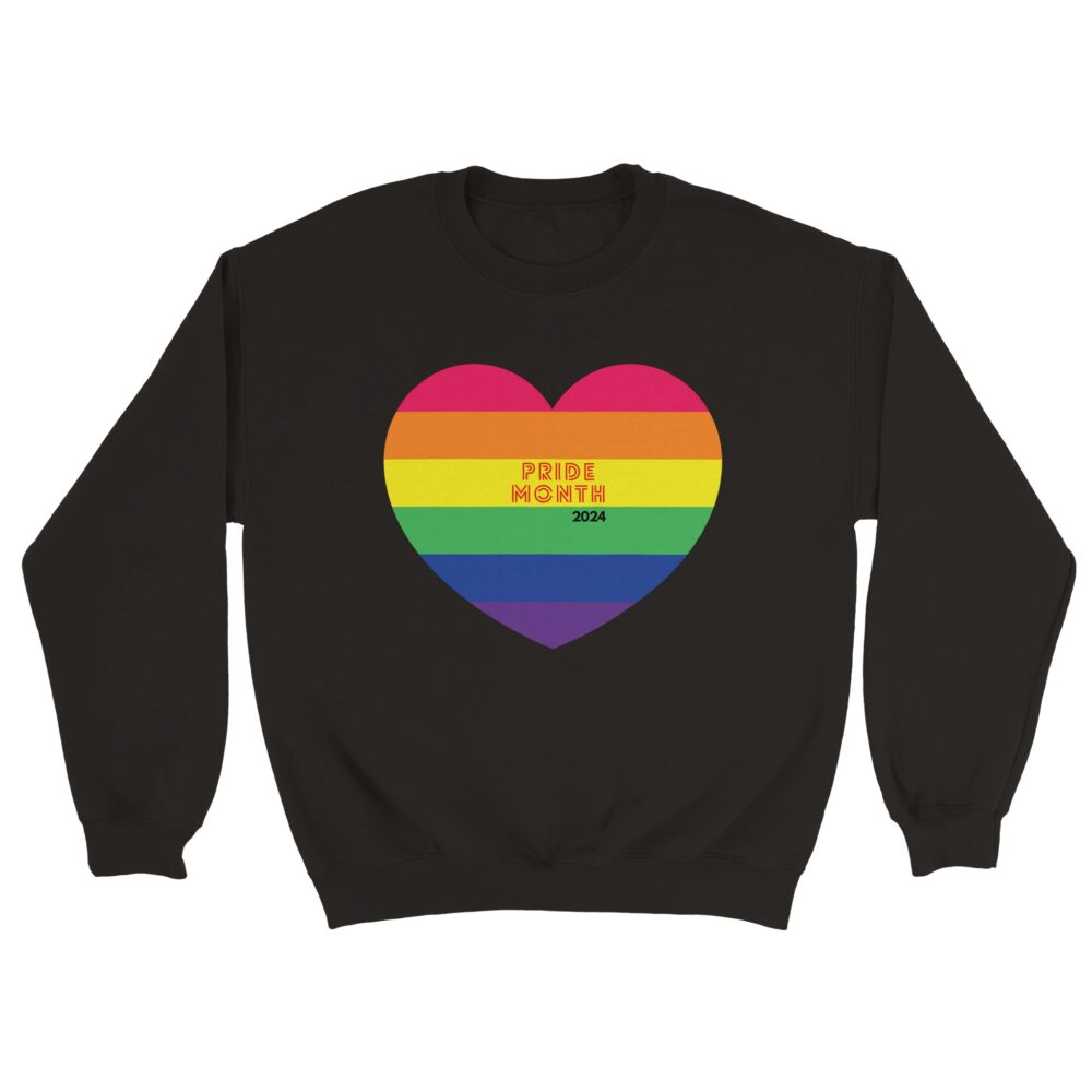 Pride Month 2024 Sweatshirt and Heart. Black