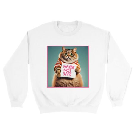 Funny Cat Sweatshirt: Maybe Not Safe White