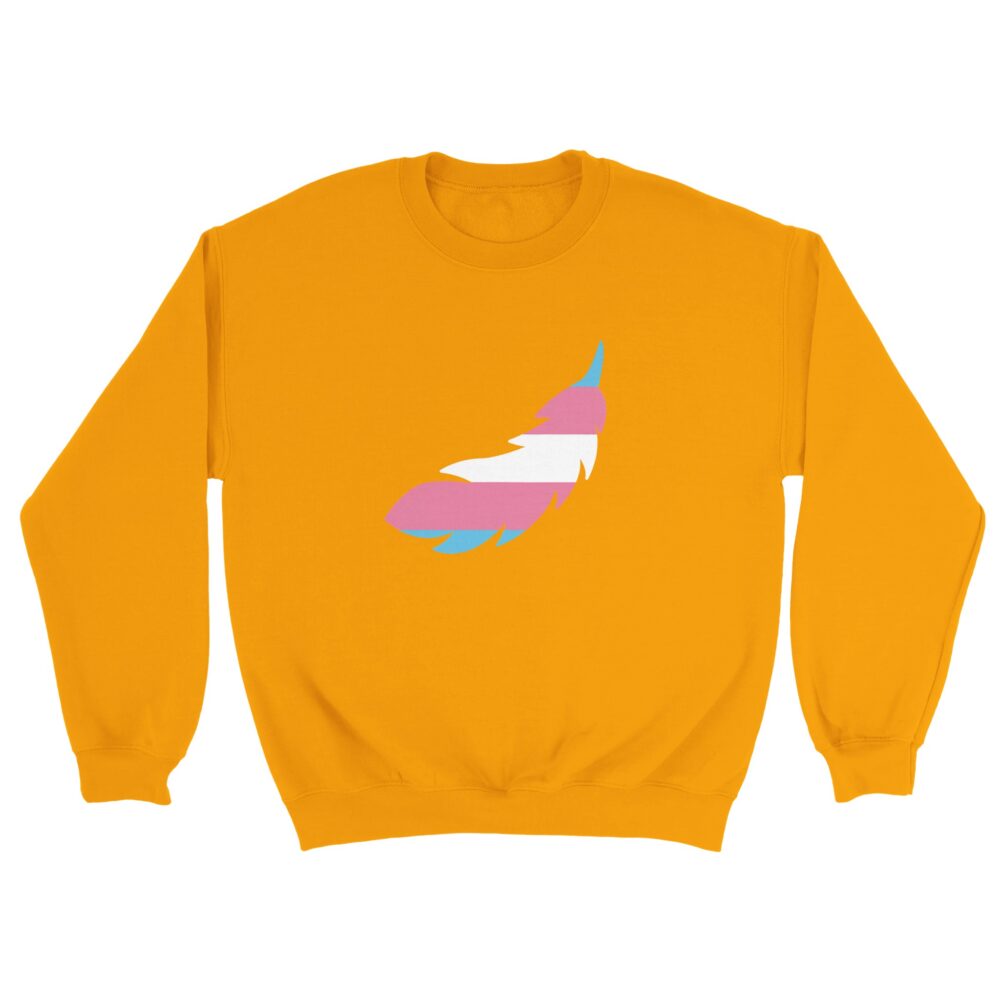 Trans Pride Sweatshirt, A Feather Print Unisex, Yellow