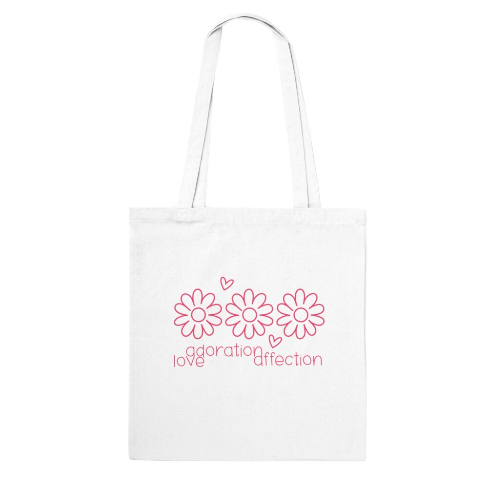 Love Clarity Message Tote Bag: Love, Adoration, Affection. White